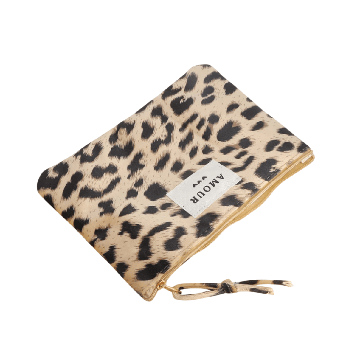 Leopard-Print Etui mit AMOUR-Label – Federmäppchen & Kosmetiktasche